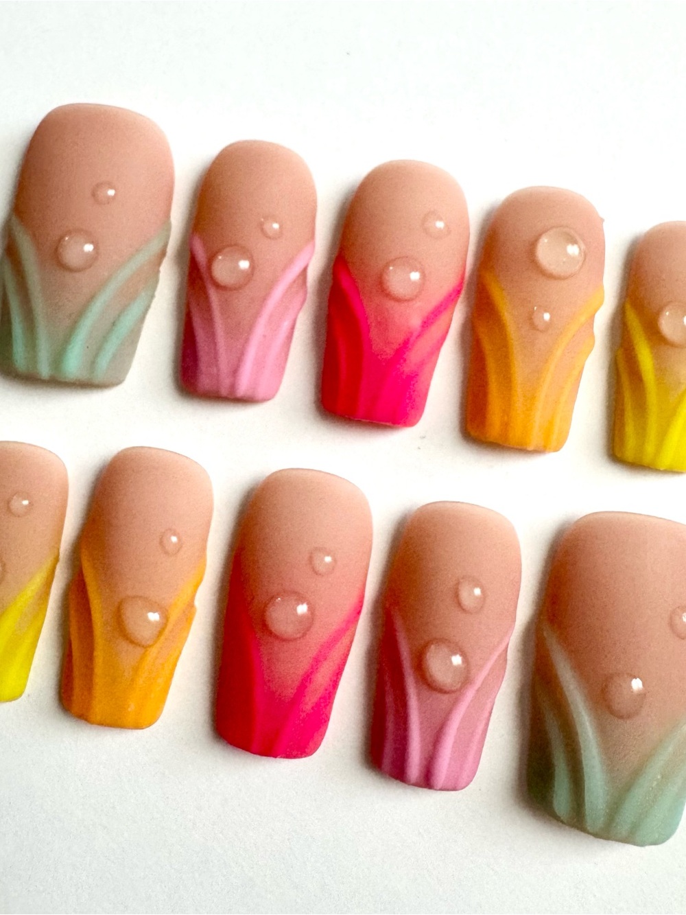Neon Multicolor Ombre Press-On Nails